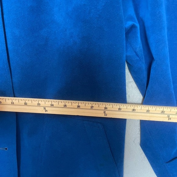 Vintage 70s Ultrasuede Blue Maxi Coat Dress Long Duster Medium Statement Winter - Picture 8 of 12